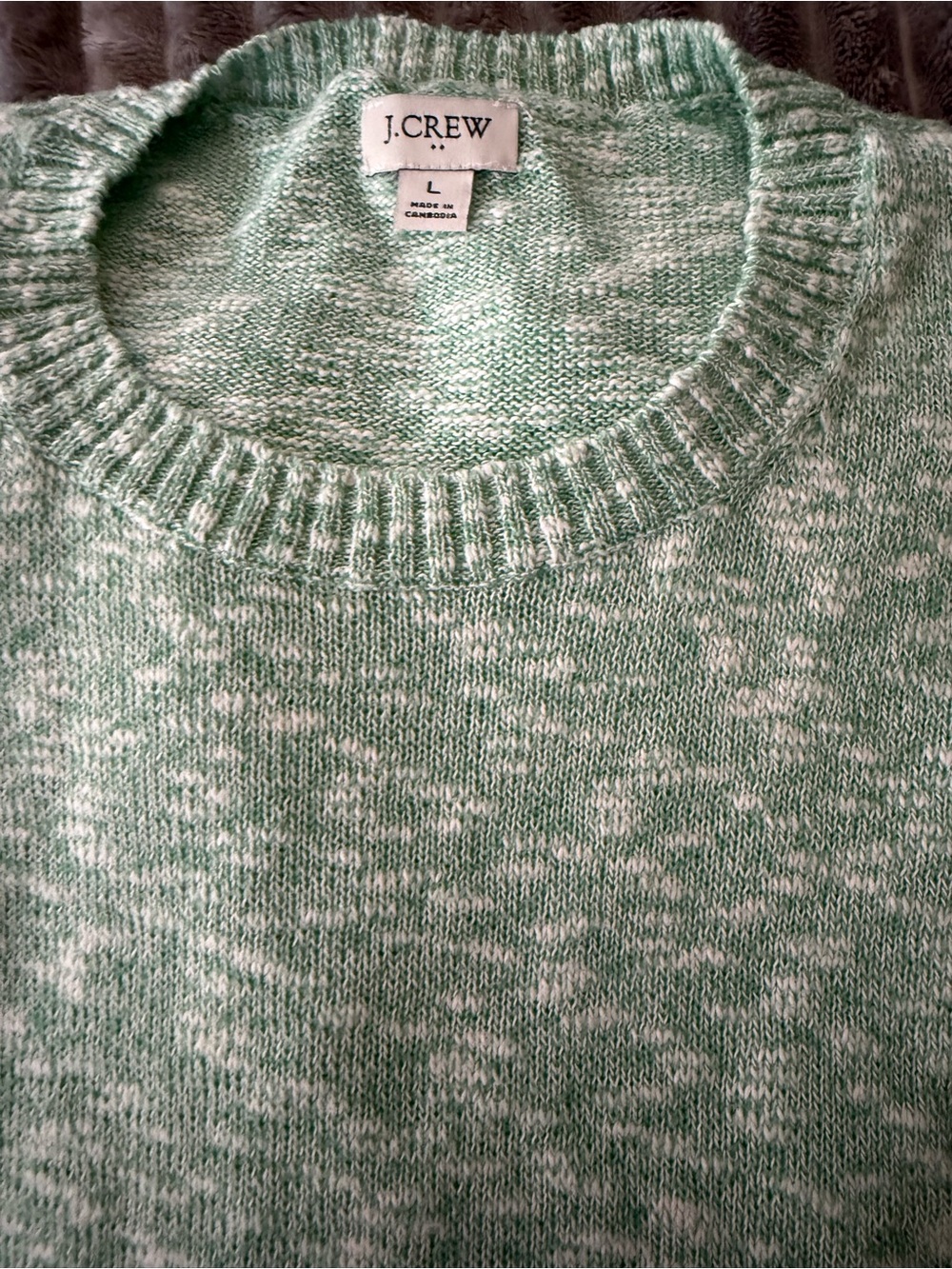 J.Crew women's Green Marled Crewneck Sweater